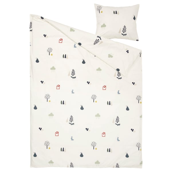 IKEA BARNDRÖM Duvet Cover And Pillowcase(s) Forest Animal Pattern/multicolor Twin