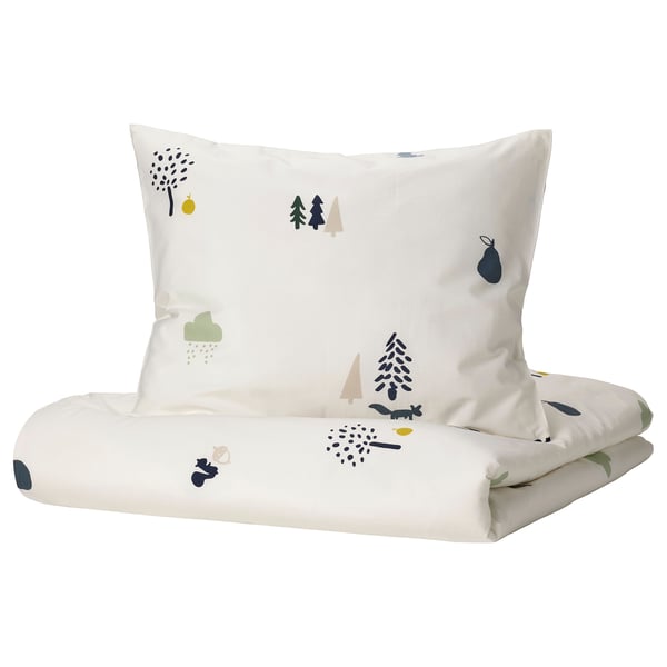 IKEA BARNDRÖM Duvet cover and pillowcase(s) forest animal pattern/multicolor Twin