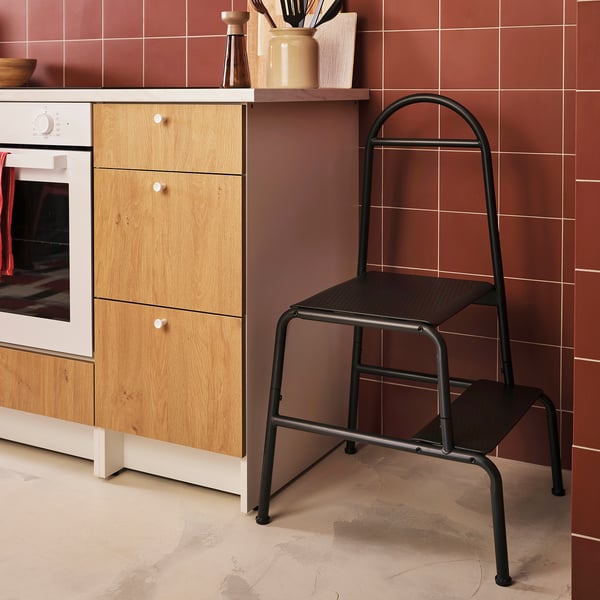 IKEA BÄSINGEN Step Stool With Handrail 2-steps Anthracite