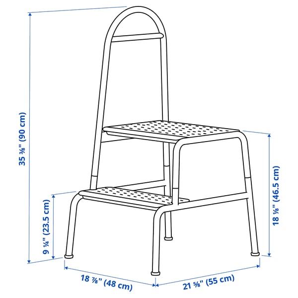 IKEA BÄSINGEN Step Stool With Handrail 2-steps Anthracite