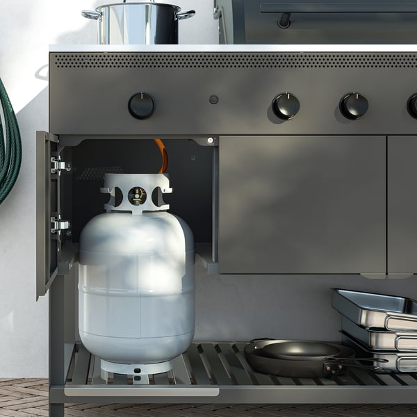 IKEA BÅTSKÄR Gas Grill With Side Burner Outdoor/dark Gray 47 1/4x23 5/8 "