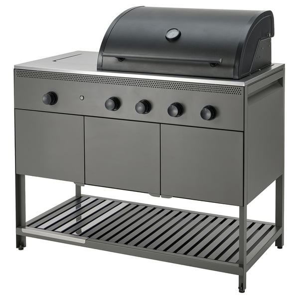 IKEA BÅTSKÄR Gas grill with side burner outdoor/dark gray 47 1/4x23 5/8 "