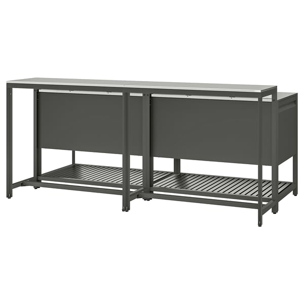 IKEA BÅTSKÄR Outdoor Kitchen Island W Bar Table Dark Gray 94 1/2x39 3/8 "