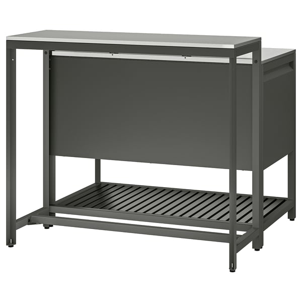 IKEA BÅTSKÄR Outdoor Kitchen Island W Bar Table Dark Gray 47 1/4x39 3/8 "