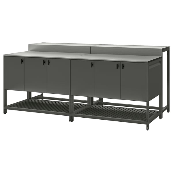 IKEA BÅTSKÄR Outdoor kitchen island w bar table dark gray 94 1/2x39 3/8 "