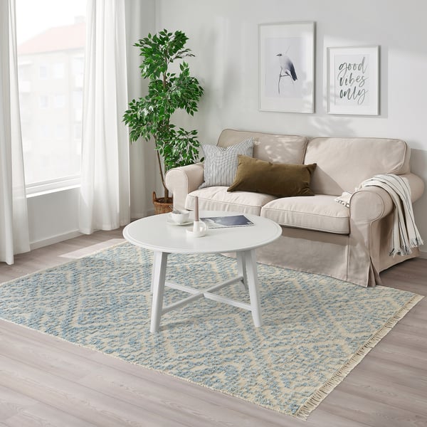 IKEA BEFODRAN Rug High Pile Light Blue/handmade 5 ' 3 "x7 ' 7 "