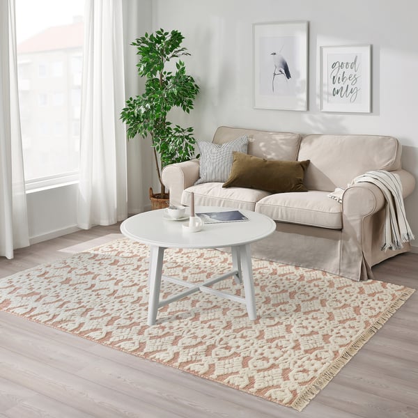 IKEA BEFODRAN Rug High Pile Red-pink/handmade 5 ' 3 "x7 ' 7 "