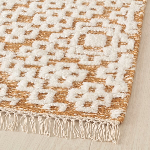 IKEA BEFODRAN Rug High Pile Yellow/handmade 5 ' 3 "x7 ' 7 "