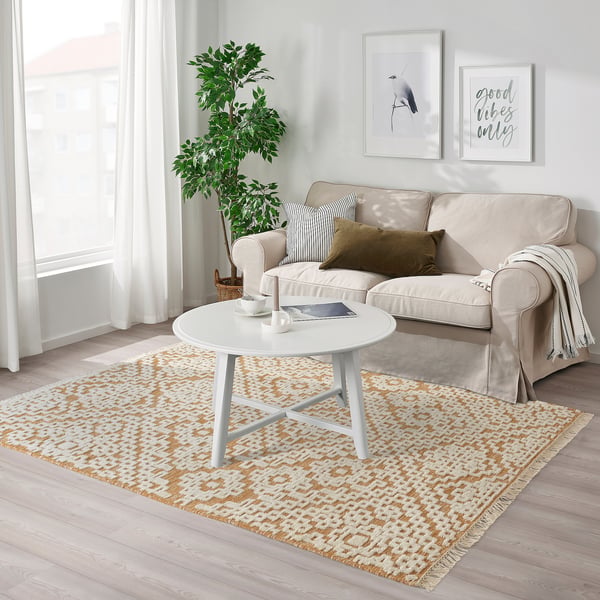 IKEA BEFODRAN Rug High Pile Yellow/handmade 5 ' 3 "x7 ' 7 "