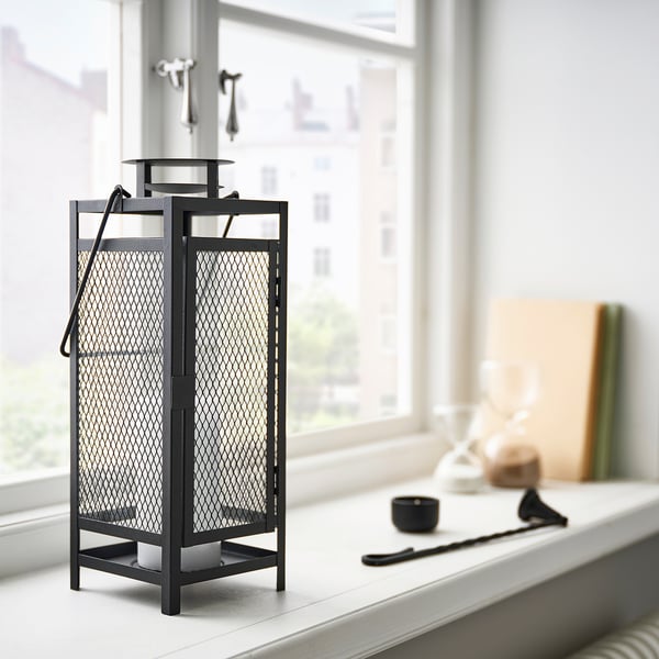IKEA BERGGRAN Lantern For Pillar Candle Indoor/outdoor Anthracite 13 "