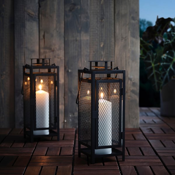 IKEA BERGGRAN Lantern For Pillar Candle Indoor/outdoor Anthracite 13 "