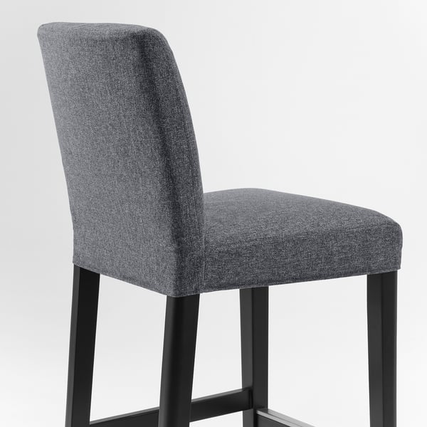 IKEA BERGMUND Bar Stool With Backrest Counter Height Black/Gunnared Medium Grey 24 3/8 "