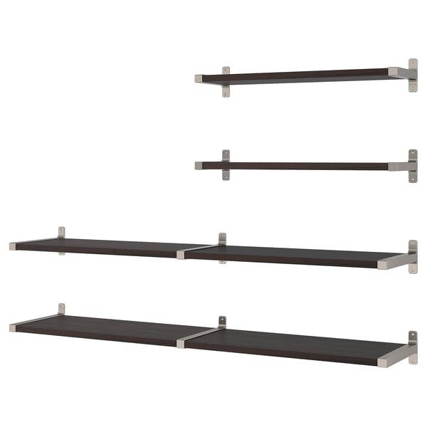 IKEA BERGSHULT / GRANHULT Wall shelf combination brown-black/nickel plated 63x11 3/4 "