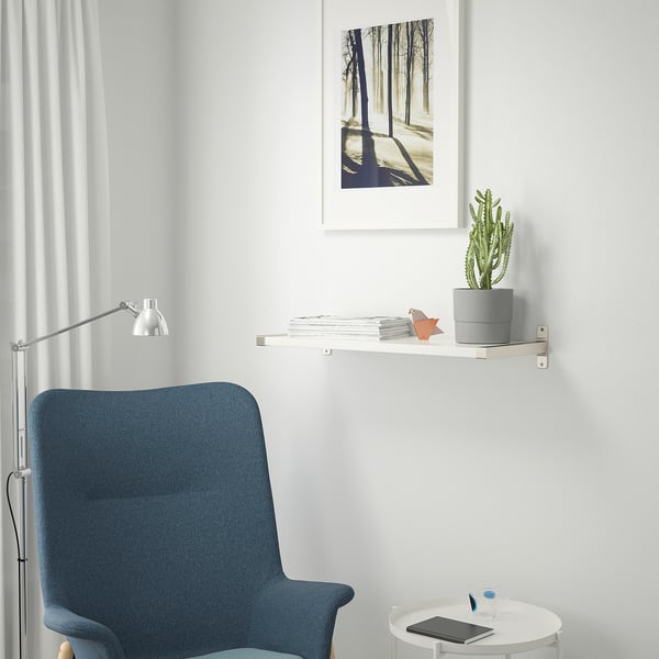 IKEA BERGSHULT / GRANHULT Wall Shelf White/nickel Plated 31 1/2x11 3/4 "