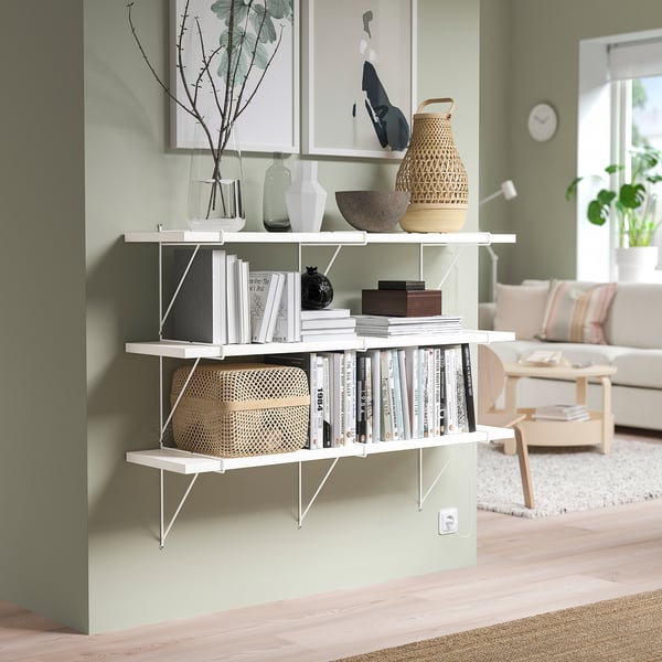 IKEA BERGSHULT / PERSHULT Wall Shelf Combination White/white 47 1/4x11 3/4 "