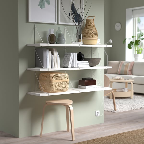 IKEA BERGSHULT / PERSHULT Wall Shelf Combination White/white 47 1/4x11 3/4 "