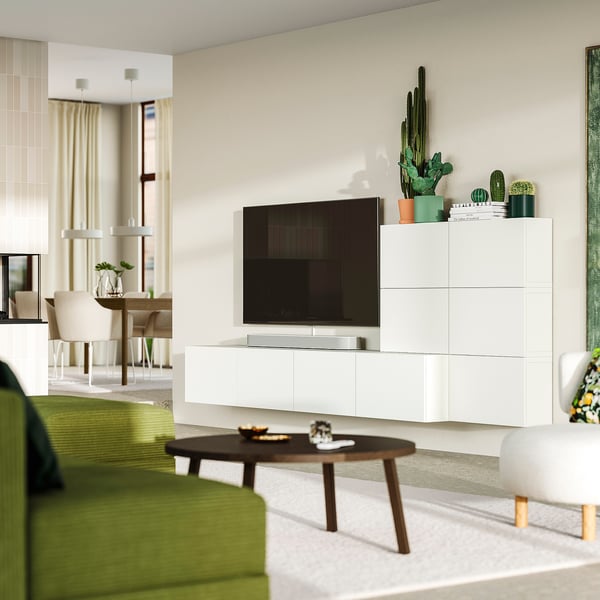 IKEA BESTÅ Media Storage Combination White Lappviken/white 118 1/8x16 1/2x44 7/8 "