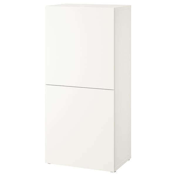 IKEA BESTÅ Shelf unit with doors white Lappviken/white 23 5/8x16 1/2x50 3/4 "