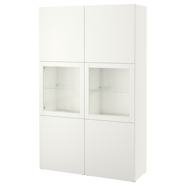 IKEA BESTÅ Storage combination w/glass doors white Lappviken/Sindvik white clear glass 47 1/4x16 1/2x76 "