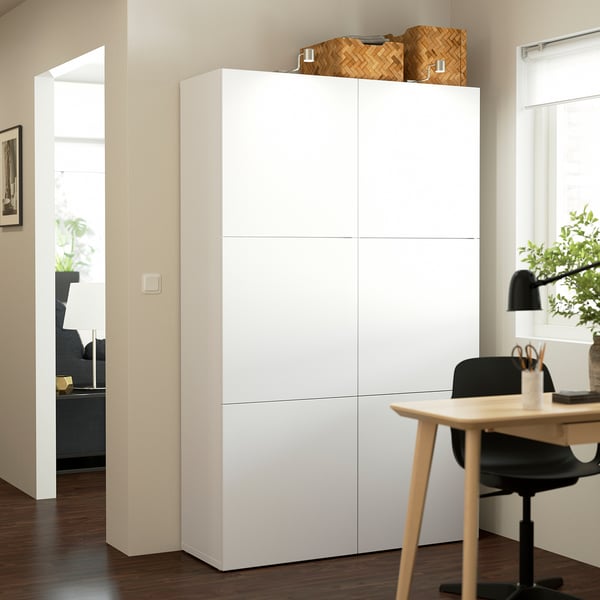 IKEA BESTÅ Storage Combination With Doors White/Lappviken White 47 1/4x16 1/2x76 "