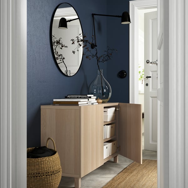 IKEA BESTÅ Storage Combination With Doors White Stained Oak Effect/Lappviken/Stubbarp White Stained Oak Effect 47 1/4x16 1/2x29 1/8 "