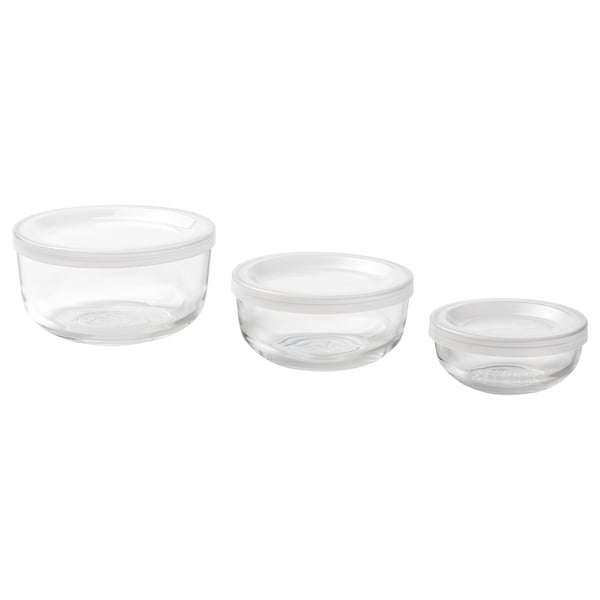 IKEA BESTÄMMA Food container with lid set of 3 glass