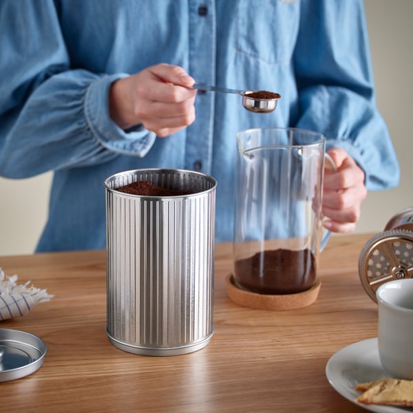 IKEA BETTHAJ Tin With Lid For Coffee/tea/silver Color 1.3 Qt