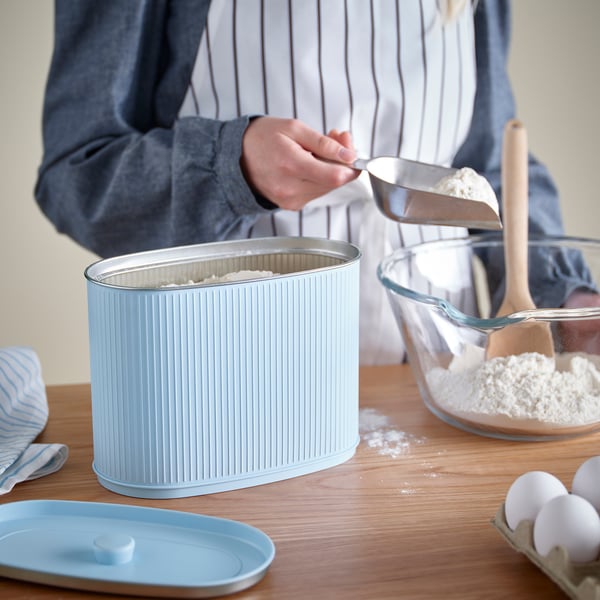 IKEA BETTHAJ Tin With Lid For Dry Food/pale Blue 3.3 Qt