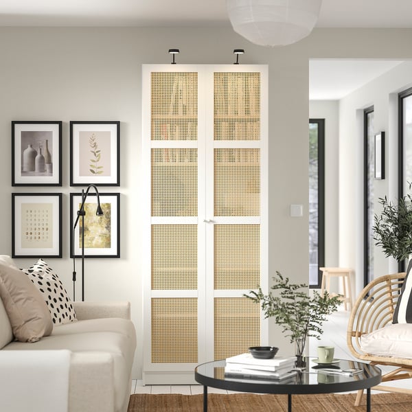 IKEA BILLY / HÖGADAL Bookcase With Doors White 31 1/2x11 3/4x79 1/2 "