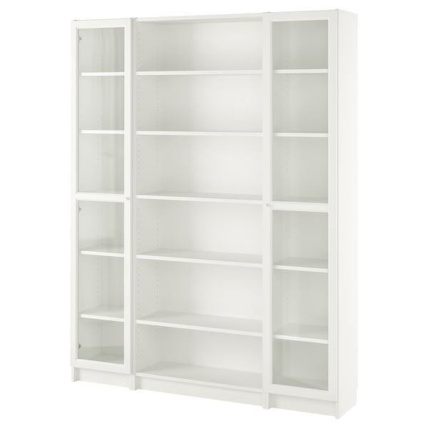 IKEA BILLY / OXBERG Bookcase comb w glass doors white 63x79 1/2 "