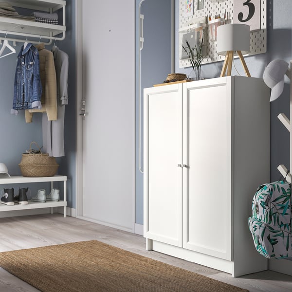 IKEA BILLY / OXBERG Bookcase With Doors White 31 1/2x11 3/4x41 3/4 "