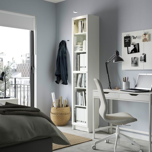 IKEA BILLY / OXBERG Bookcase With Glass-door White/glass 15 3/4x11 3/4x79 1/2 "