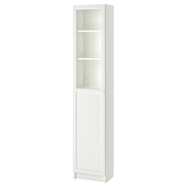 IKEA BILLY / OXBERG Bookcase with panel/glass door white/glass 15 3/4x11 3/4x79 1/2 "