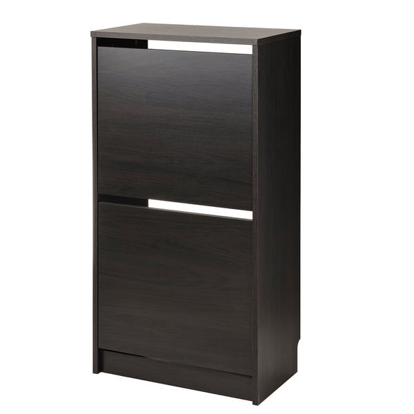 IKEA BISSA Shoe cabinet with 2 compartments black-brown 19 1/4x11x36 5/8 "