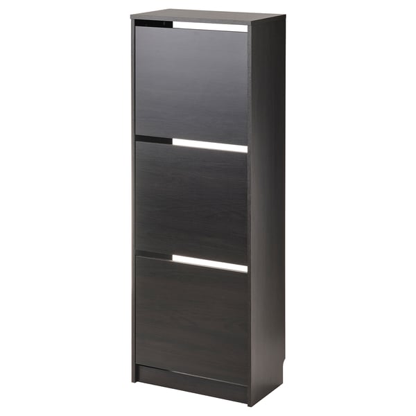 IKEA BISSA Shoe cabinet with 3 compartments black-brown 19 1/4x11x53 1/8 "