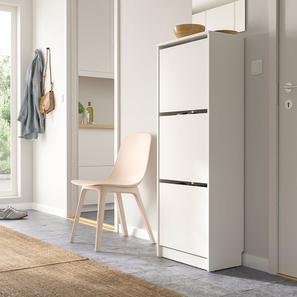 IKEA BISSA Shoe Cabinet With 3 Compartments White 19 1/4x11x53 1/8 "