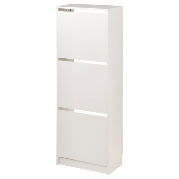 IKEA BISSA Shoe cabinet with 3 compartments white 19 1/4x11x53 1/8 "