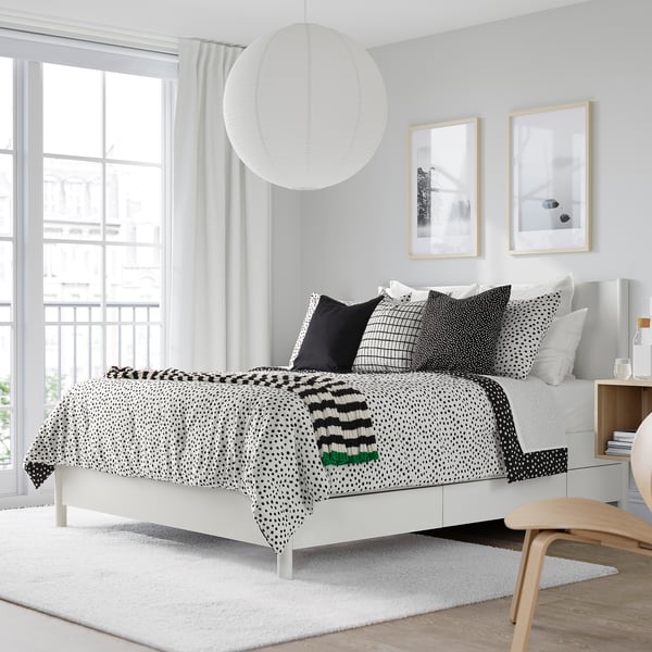 IKEA BJÖRKGRÅMAL Comforter Set Black White/dotted Full/Queen