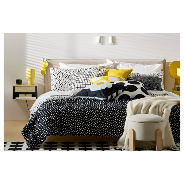 IKEA BJÖRKGRÅMAL Comforter Set Black White/dotted Full/Queen
