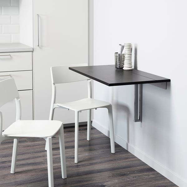 IKEA BJURSTA Wall-mounted Drop-leaf Table Brown-black 35 3/8x19 5/8 "