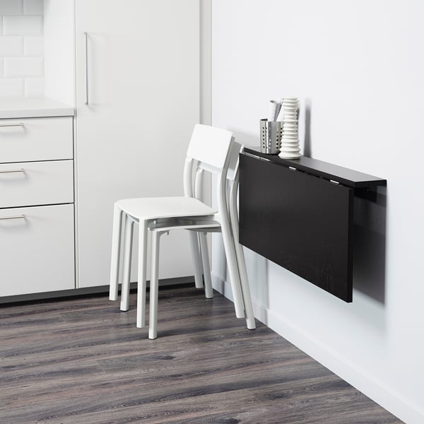 IKEA BJURSTA Wall-mounted Drop-leaf Table Brown-black 35 3/8x19 5/8 "