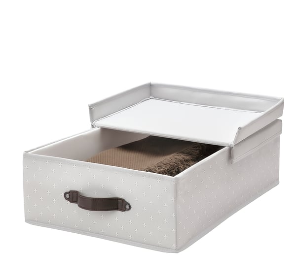 IKEA BLÄDDRARE Box With Lid Gray/patterned 13 ¾x19 ¾x6 "
