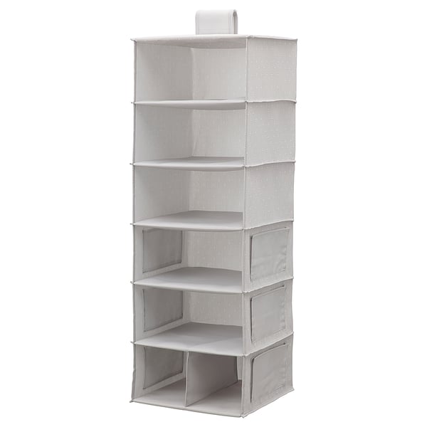 IKEA BLÄDDRARE Hanging storage with 7 compartments gray/patterned 11 ¾x11 ¾x35 ½ "