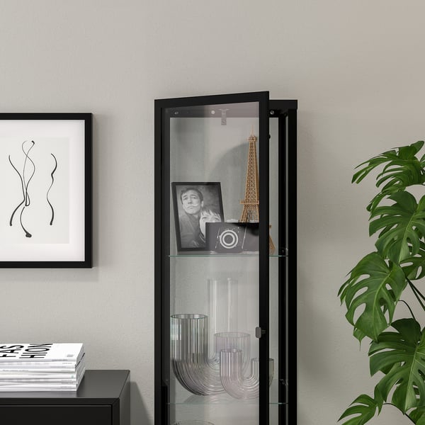 IKEA BLÅLIDEN Glass-door Cabinet Black 13 3/4x12 5/8x59 1/2 "