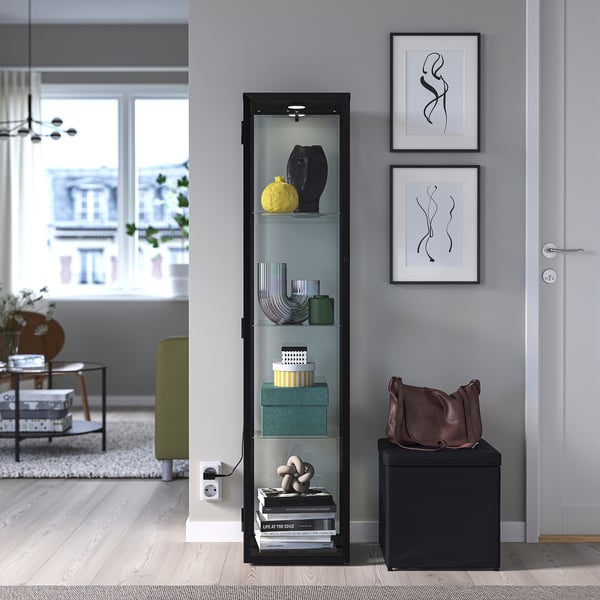 IKEA BLÅLIDEN / STRIMSÄV Glass-door Cabinet With Lighting Black