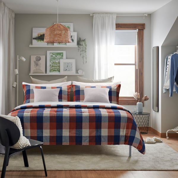IKEA BLÅSENAP Comforter Set Multicolor/check Full/Queen