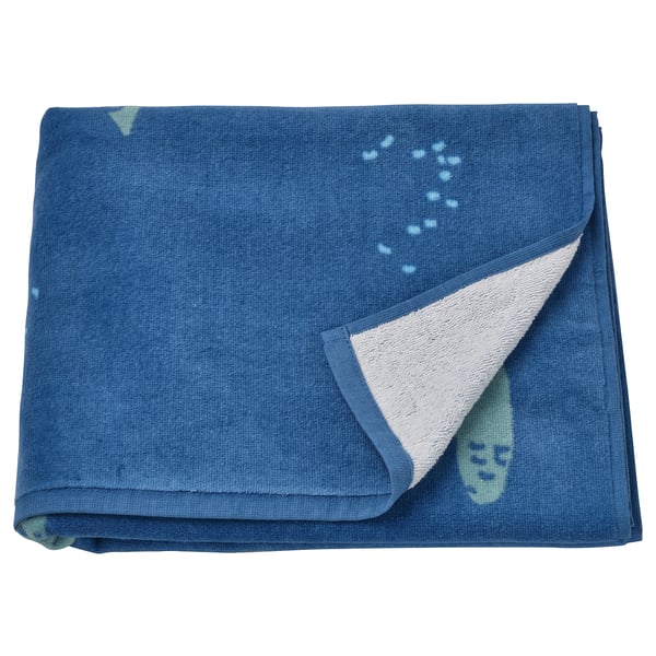 IKEA BLÅVINGAD Bath Towel Turtle Pattern/dark Blue 28x55 "