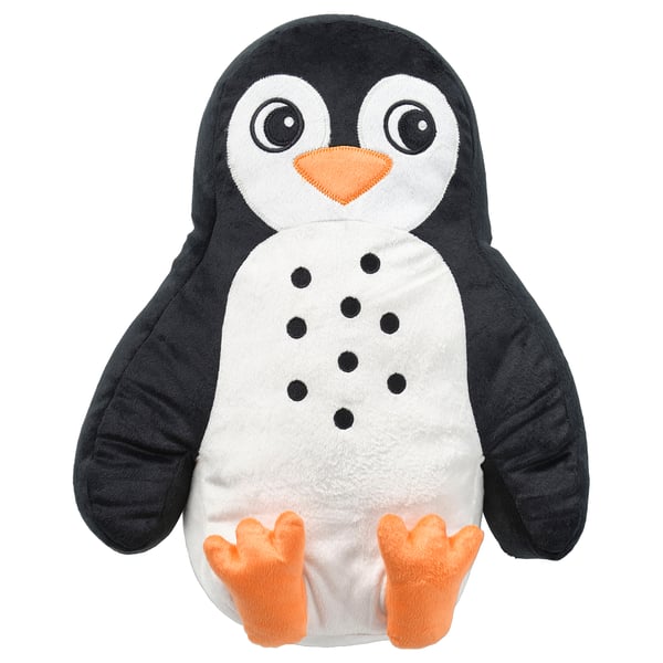 IKEA BLÅVINGAD Cushion penguin-shaped black/white 16x13 "