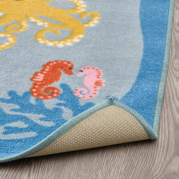 IKEA BLÅVINGAD Rug Ocean Animals Pattern/multicolor 4 ' 4 "x4 ' 4 "