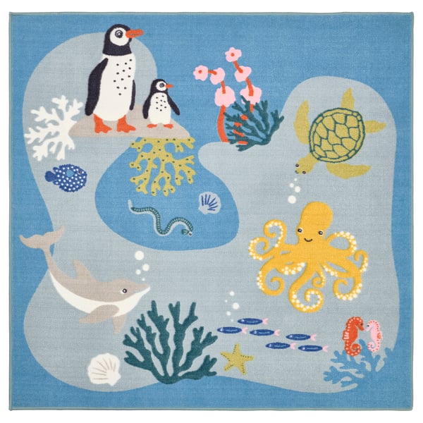 IKEA BLÅVINGAD Rug ocean animals pattern/multicolor 4 ' 4 "x4 ' 4 "